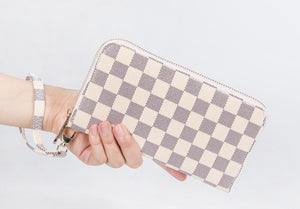 Checkered White Wallet